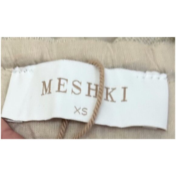 NWT Meshki Sina Ruffle-Sleeve Mini Dress Beige Linen Blend Boutique Designer XS - Picture 11 of 15